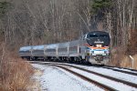 The southbound Vermonter rounds the bend at Keets Road 